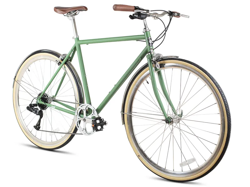 6KU Odyssey - Mens 8spd City Bike - Silverlake Green-1