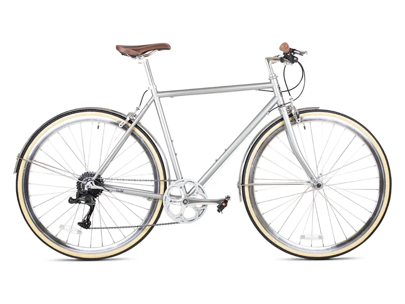 6KU Odyssey - Mens 8spd City Bike - Brandford Silver