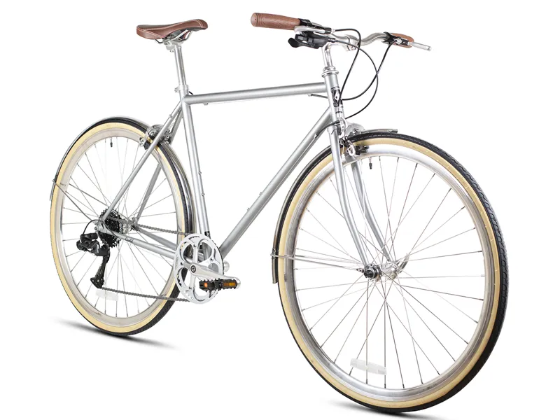 6KU Odyssey - Mens 8spd City Bike - Brandford Silver-1