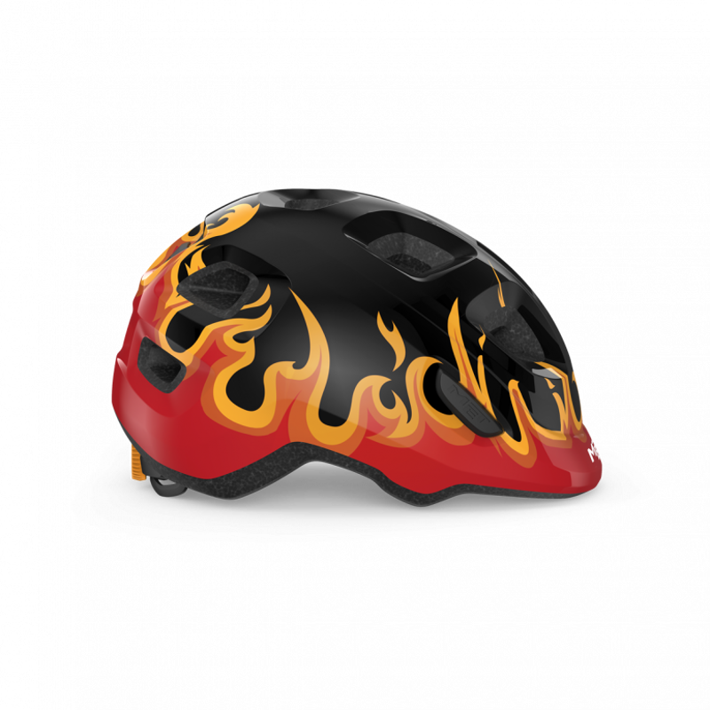 MET Hooray Kid's Helmet in Black Flames-1