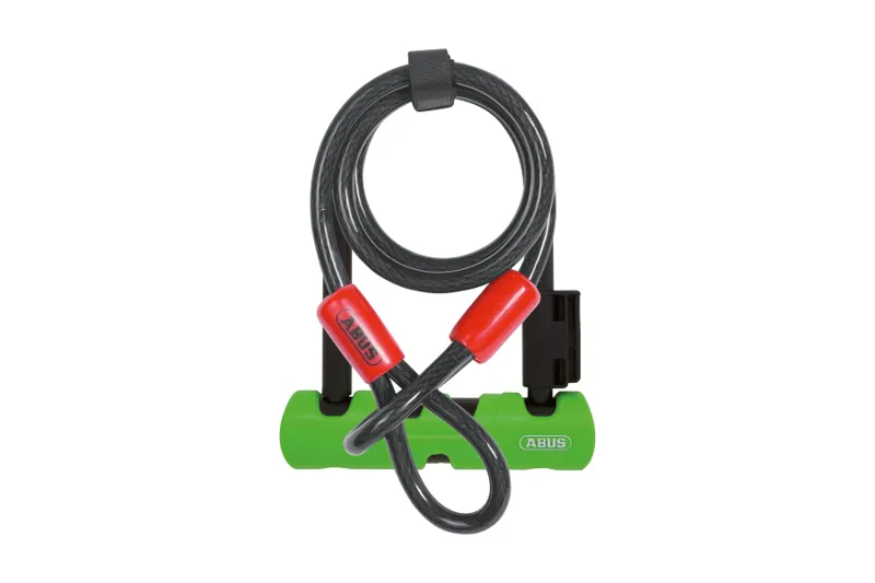 ABUS Ultimate 410 U-Shackle Lock 230mm + 10/120 Cobra Cable Silver Sold Secure BLACK/GREEN 14mm