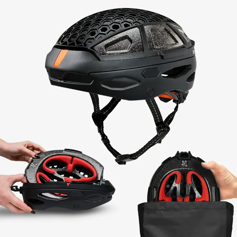 Newlane Folding Helmet In Black and orange