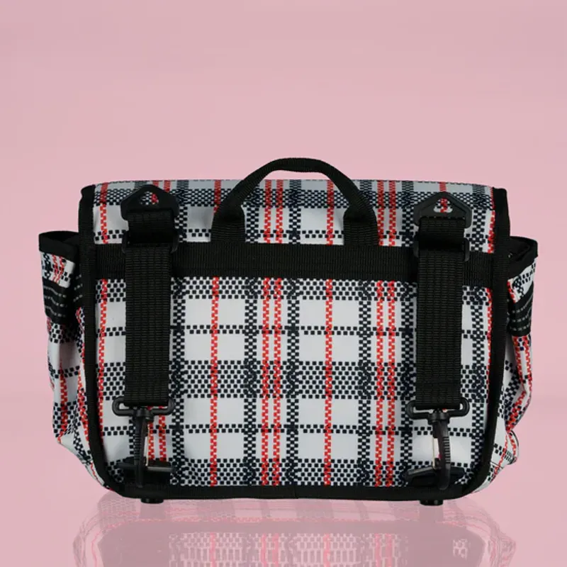 Goodordering Eco Tartan handle bar bag cross body satchel checkered plaid laundry bag-1