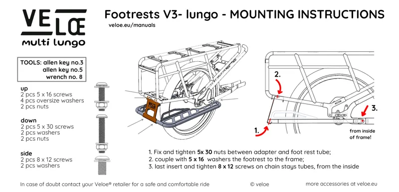 VELOE ACCESSORIES Footrests For multi lungo-1