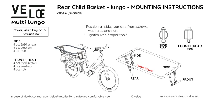 VELOE ACCESSORIES Rear Child Basket For multi lungo-1