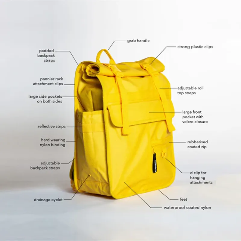 Goodordering Monochrome Rolltop Backpack Pannier Yellow 2.0-7