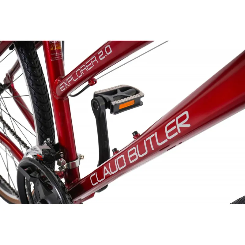 Claud Butler Explorer 2.0 Low Step Hybrid Bike in Red-3