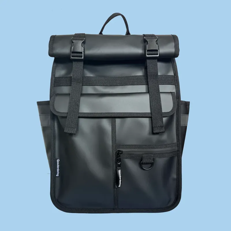 Goodordering ECO Monochrome Rolltop Backpack Pannier Black 2.0