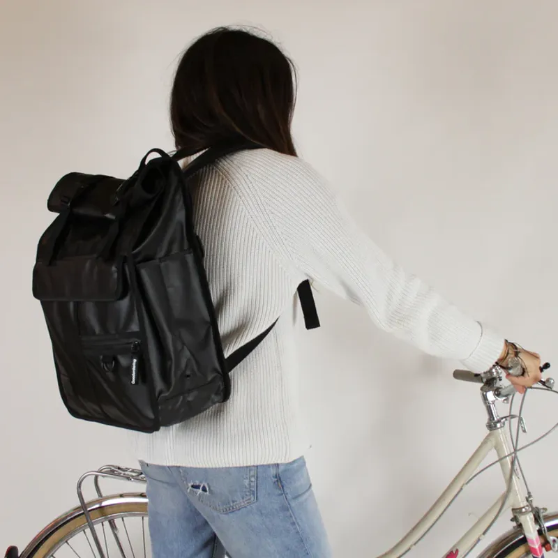 Goodordering ECO Monochrome Rolltop Backpack Pannier Black 2.0-6