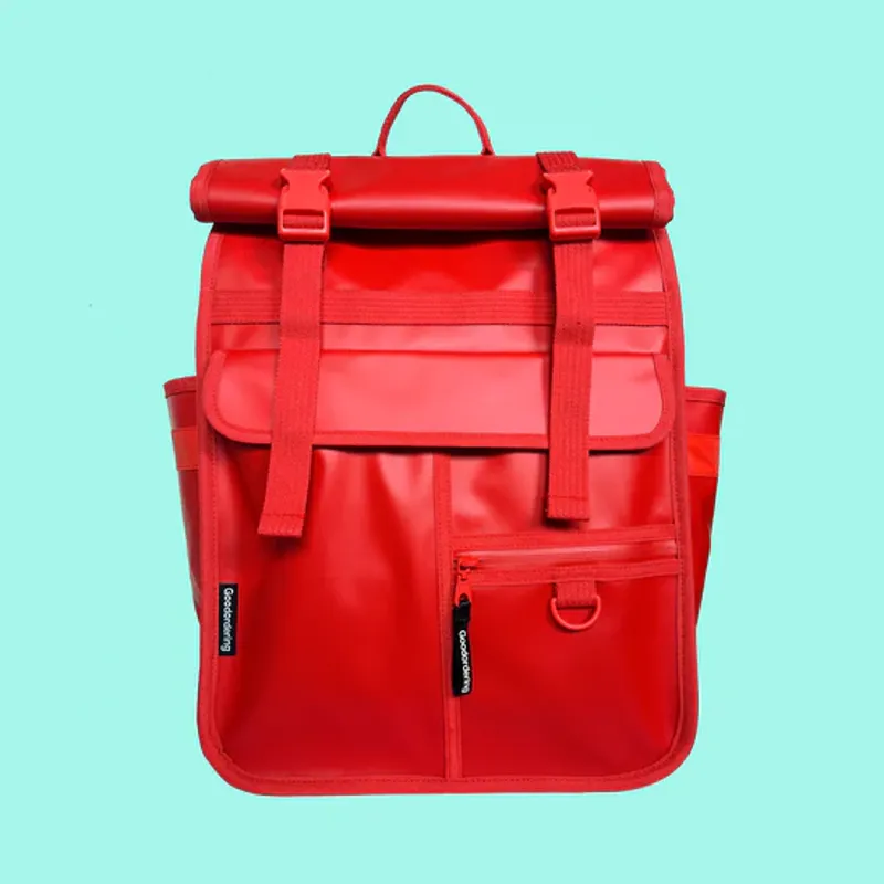 Goodordering Monochrome Rolltop Backpack Pannier Red 2.0